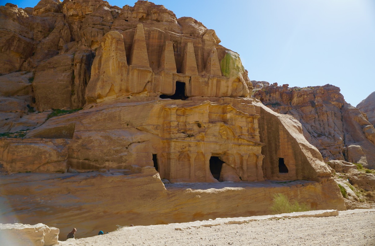 One of Petra’s grandest tombs showing the Egyptian influence in its obelisks.